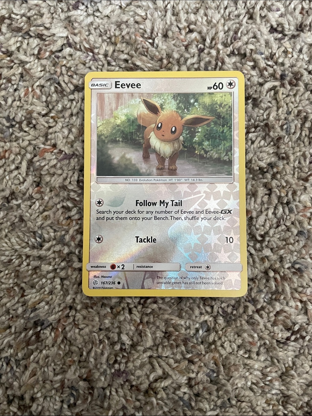 Eevee 167/236 Reverse Holo Cosmic Eclipse Sun And Moon Pokemon Tcg